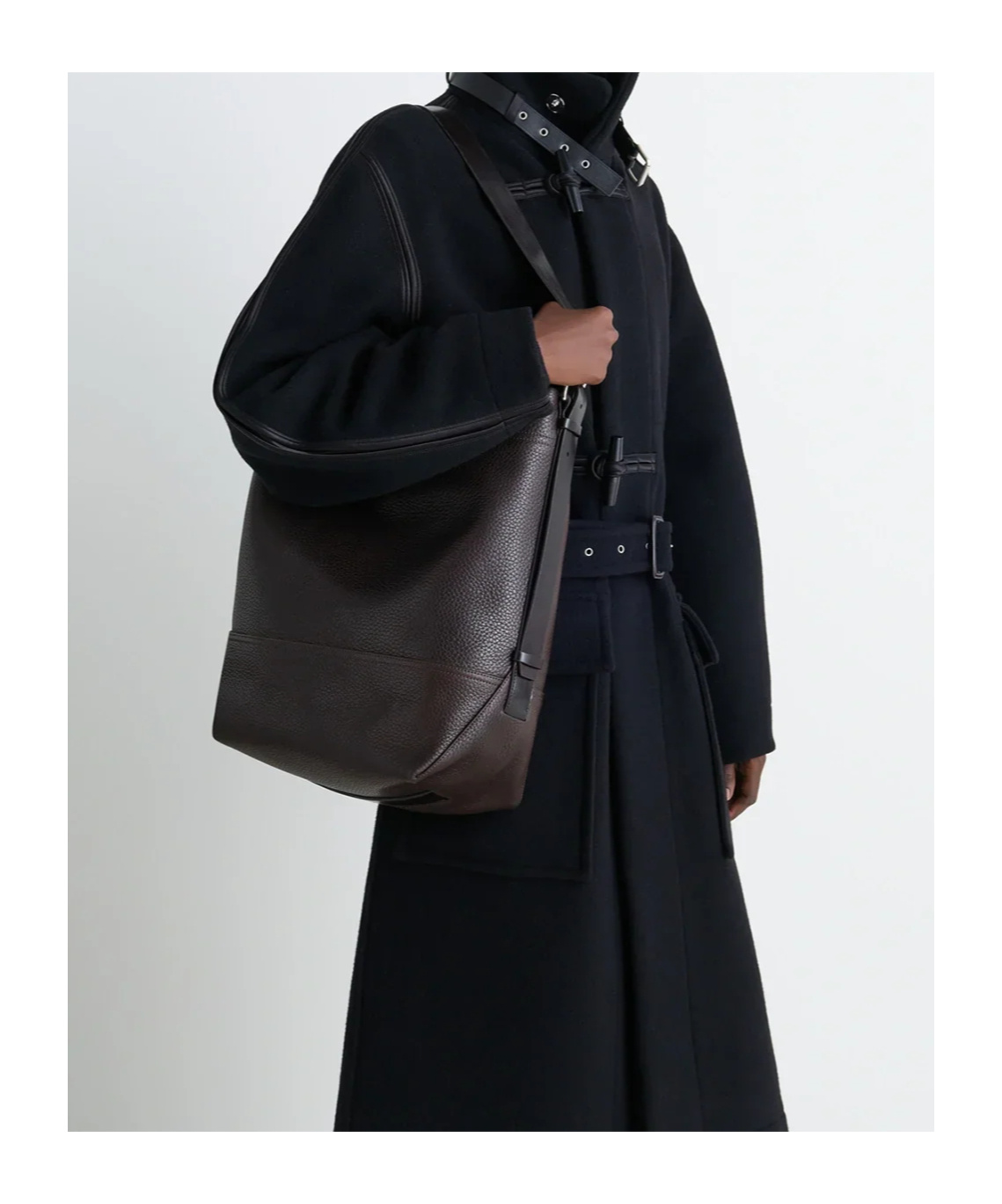 Lemaire Large Belted Tote Bag In Brown