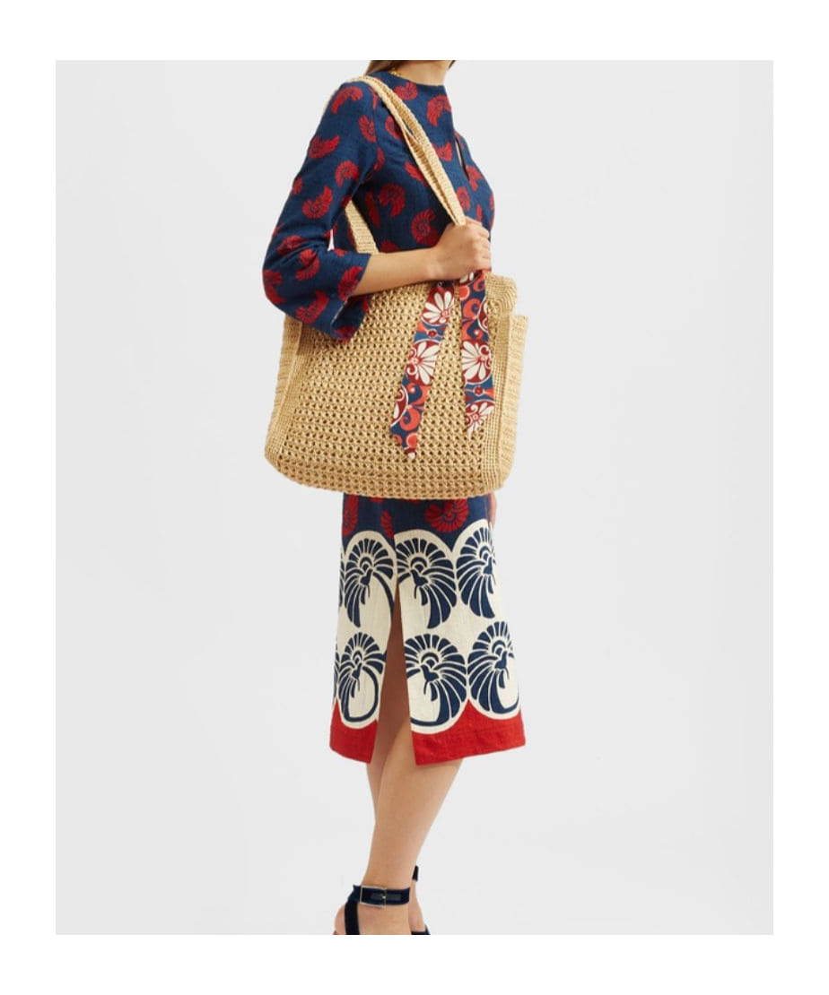 La Doublej Monogram-pattern Midi Dress In Blue