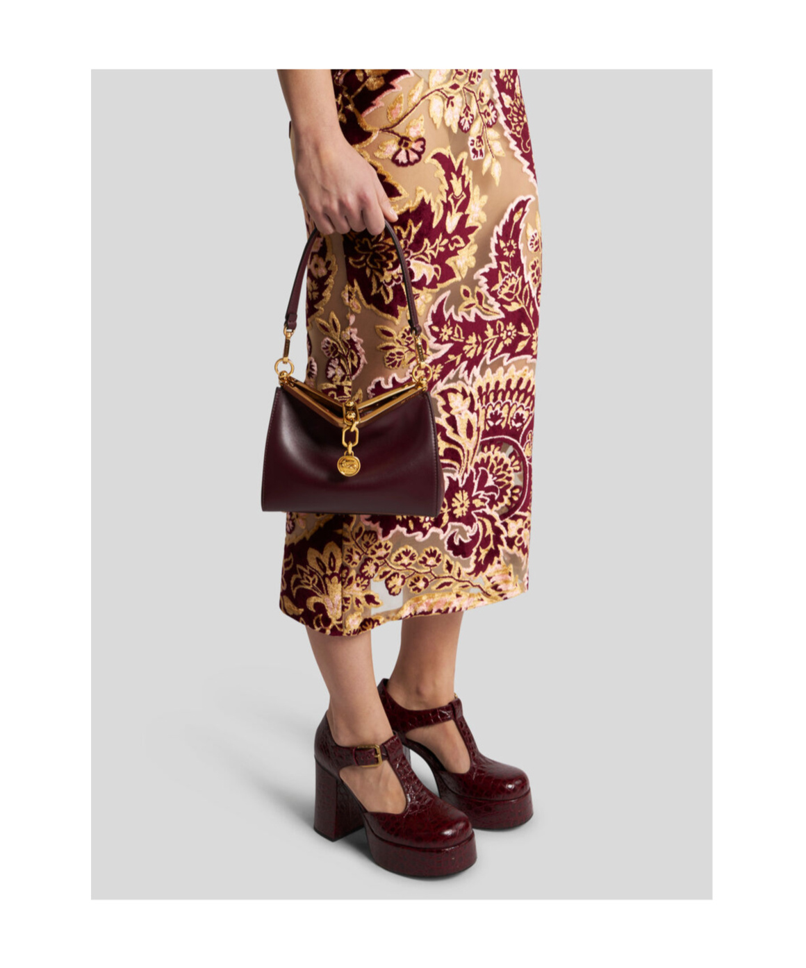 Etro Vela Logo Charm Mini Shoulder Bag In Red