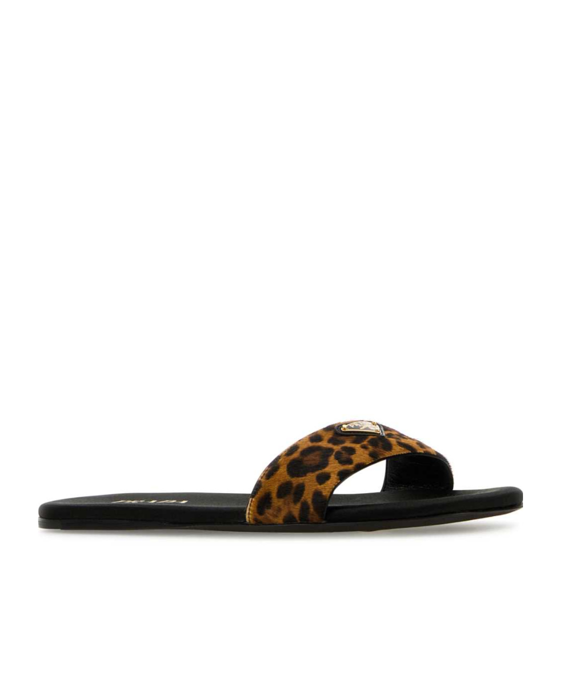 Prada Animal Print Genuine Calf Hair Slide Sandal In Black