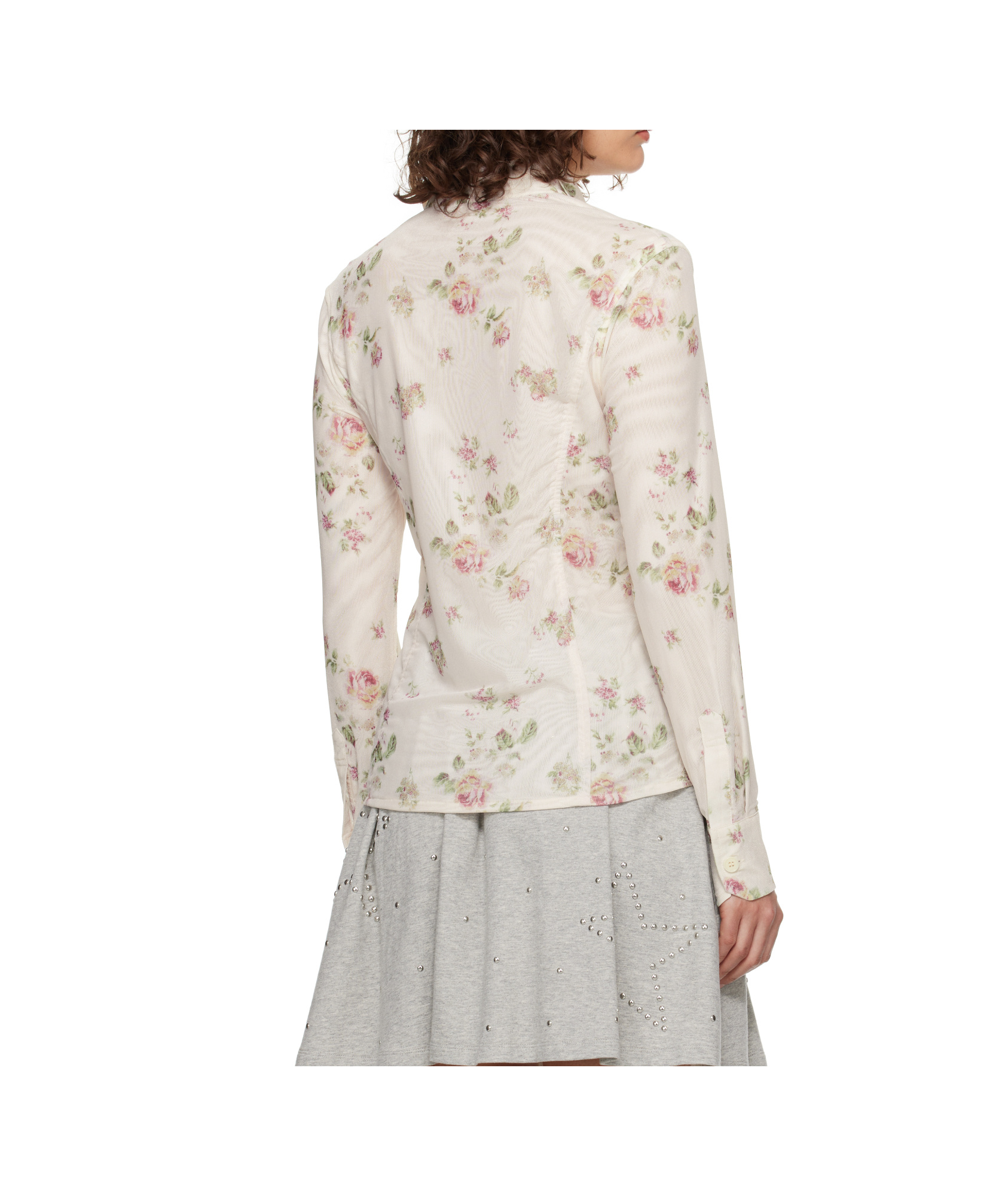 Open Yy Double-layered Mesh Print Shirt In Yellow