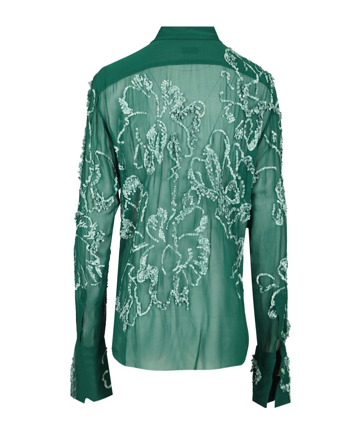 Dries Van Noten Embellished Semi-sheer Shirt In Green