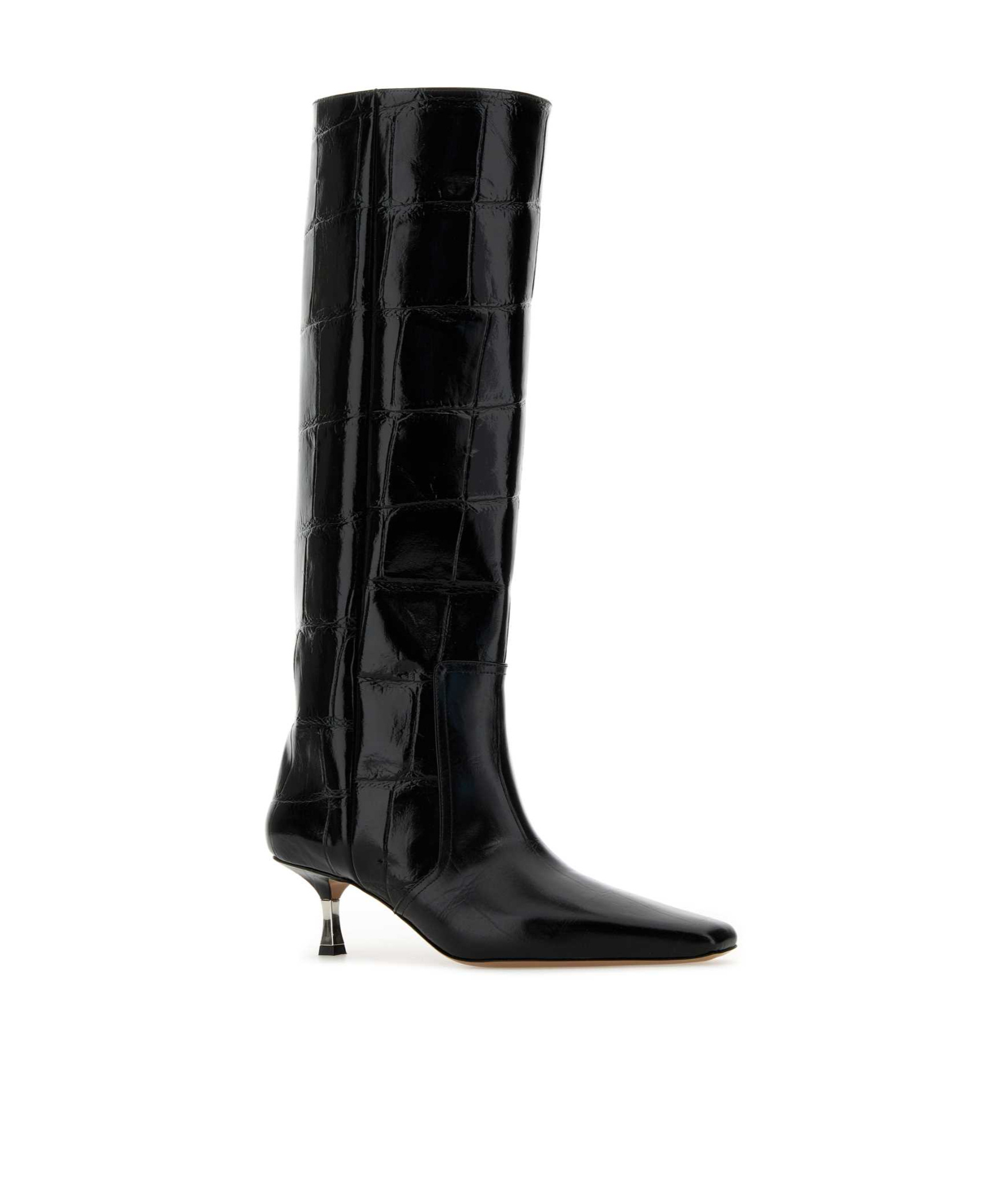 Paris Texas Bettina Croc-embossed Leather Boots In Black