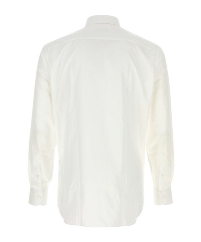 Brioni Camicia In Popeline Bianco Uomo In White