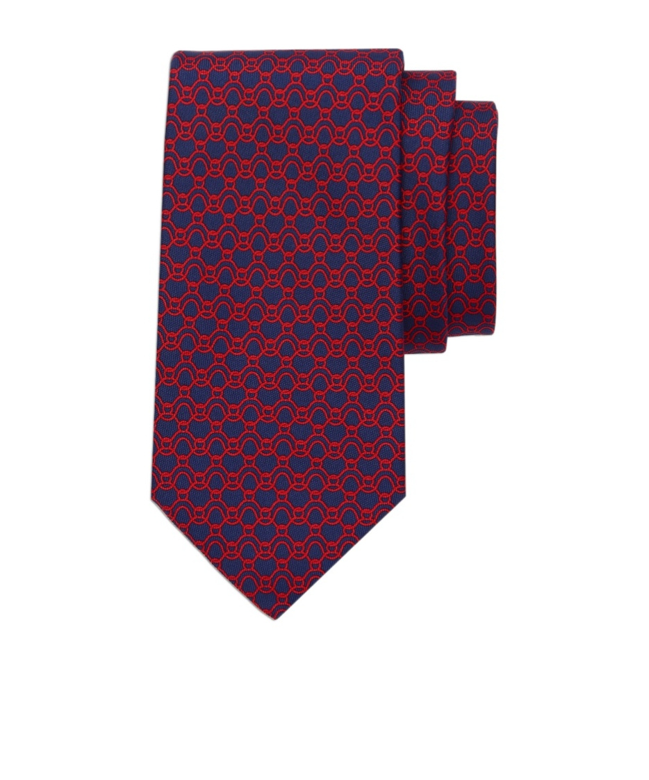 Ferragamo Man Wave Print Silk Tie In Red