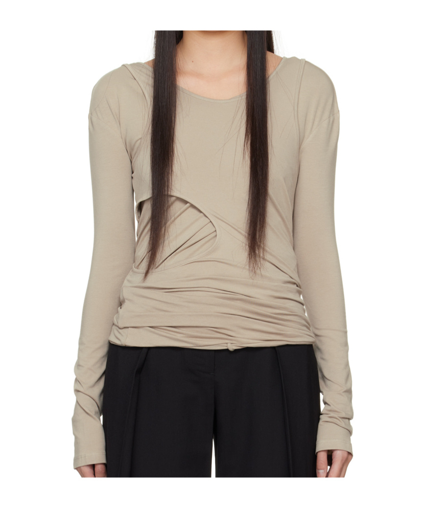 Low Classic Brown Layered Long Sleeve T-shirt In Brown