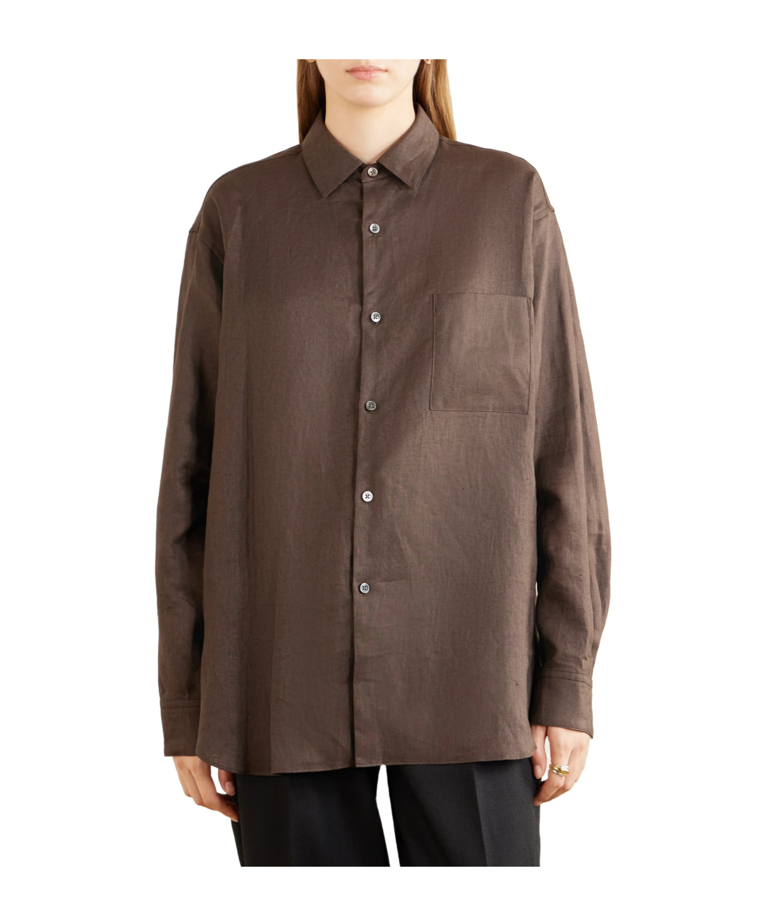 Ssstein Oversized Linen Shirt In Brown