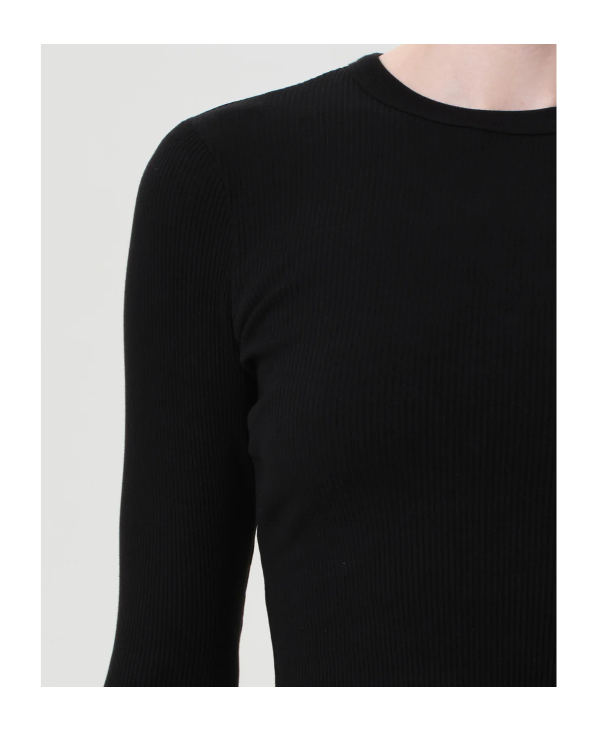 Agolde Dion Long Sleeve Crop T-shirt In Black