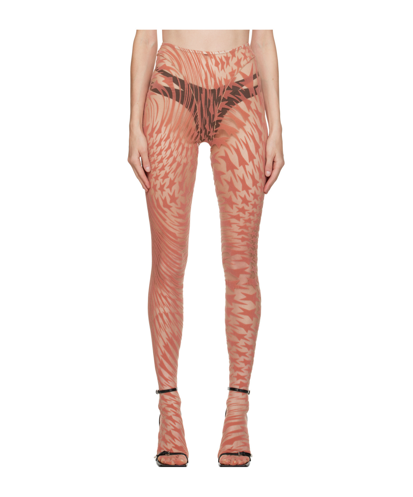 Mugler Elastic Waist Leggings In Pink