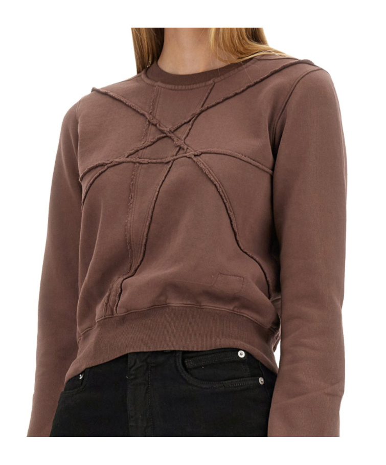 Rick Owens Drkshdw Drkshdw By Rick Owens Cropped Sweatshirt With Flared Sleeves In Brown