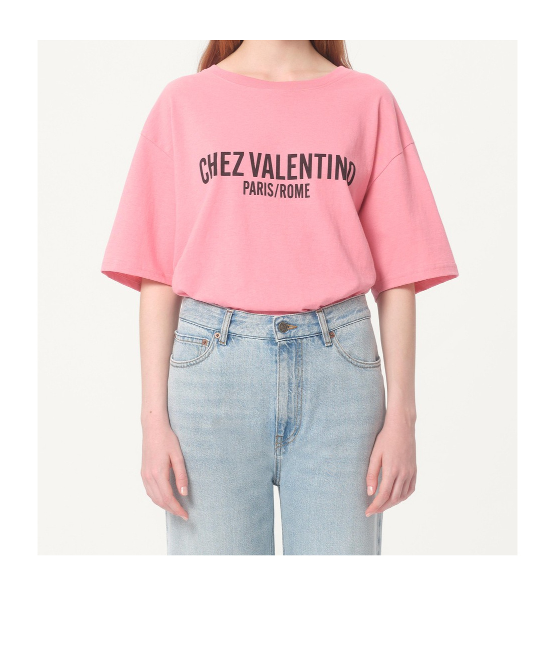 Shop Valentino Jersey Cotton T-shirt With Chez Print In Pink