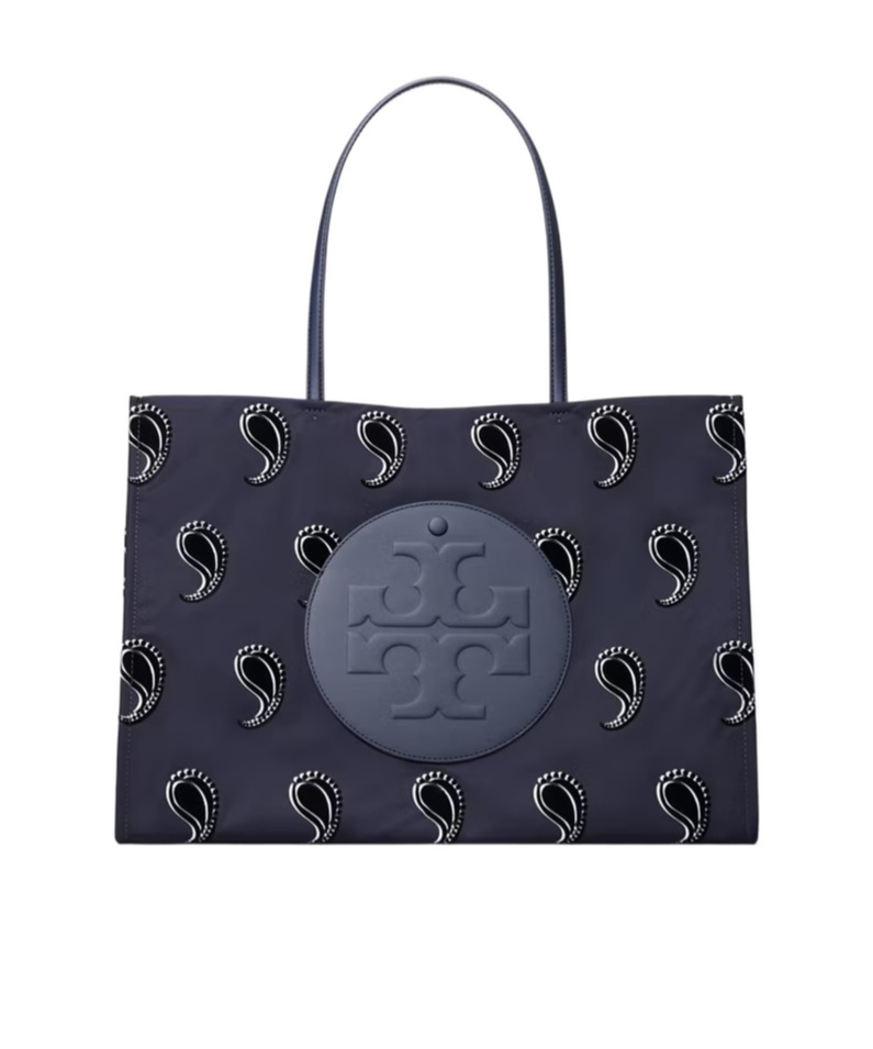 Tory Burch Ella Paisley-pattern Double T Motif Tote Bag In Blue