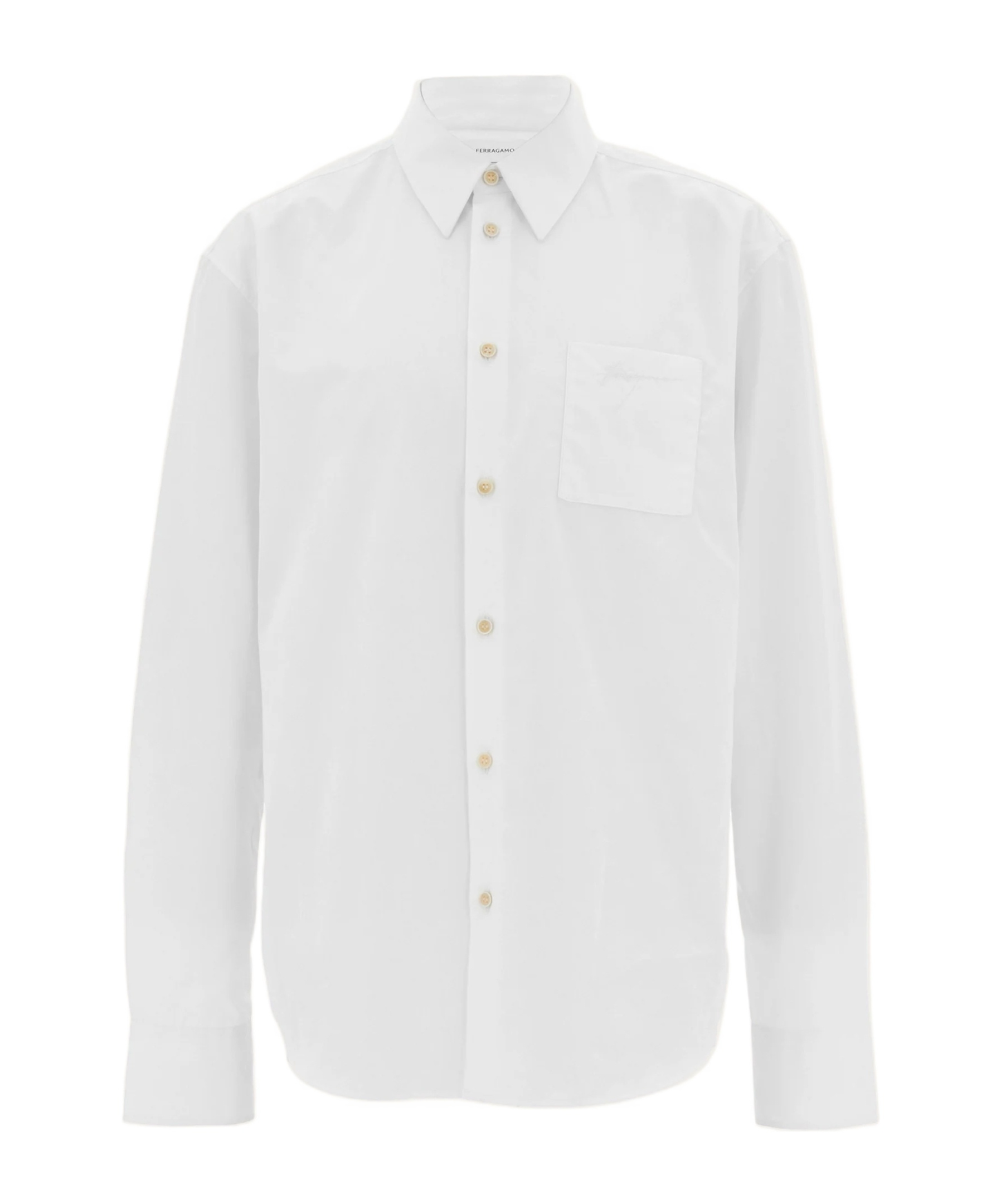 Ferragamo Jacquard Shirt Featuring Gancini Pattern In White