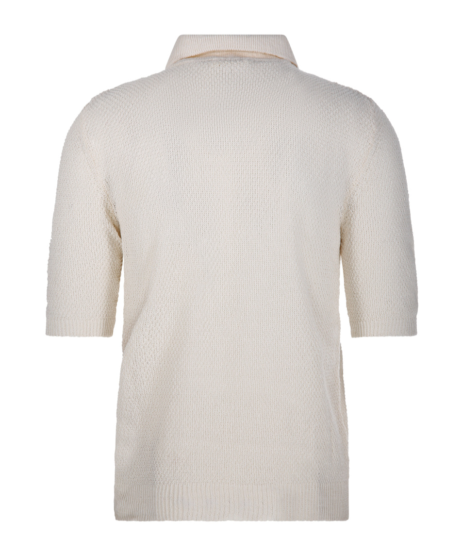 A Paper Kid Textured Knit Short-sleeved Polo Shirt In White