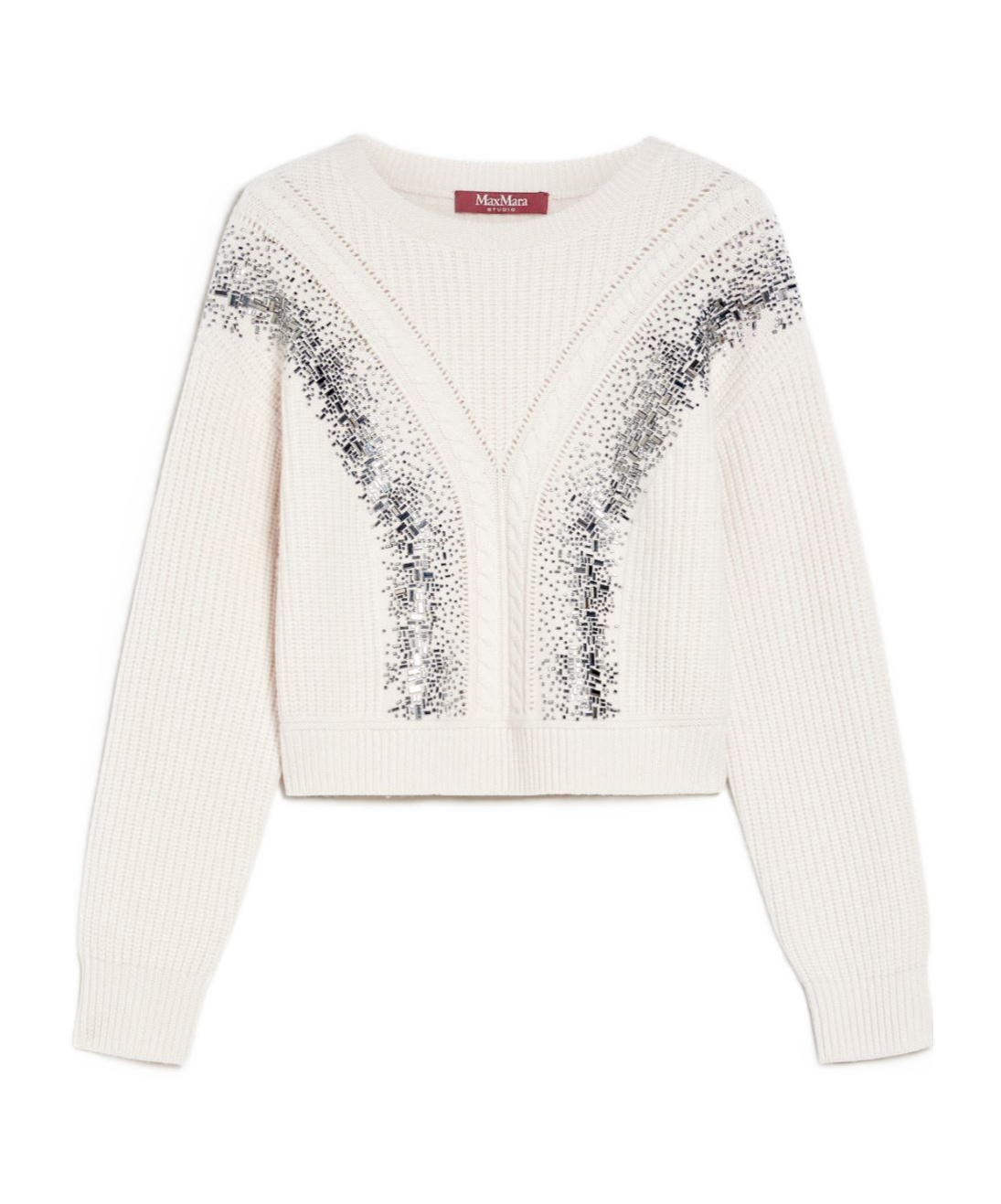 Max Mara Long-sleeved Wool Sweater In White