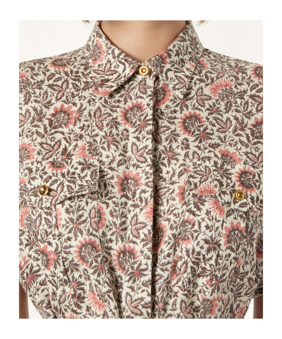 Loro Piana Idris Riserva San Nicolo Twill Belted Mini Shirtdress In Chalk Color/graphite Powder/dahlia Color