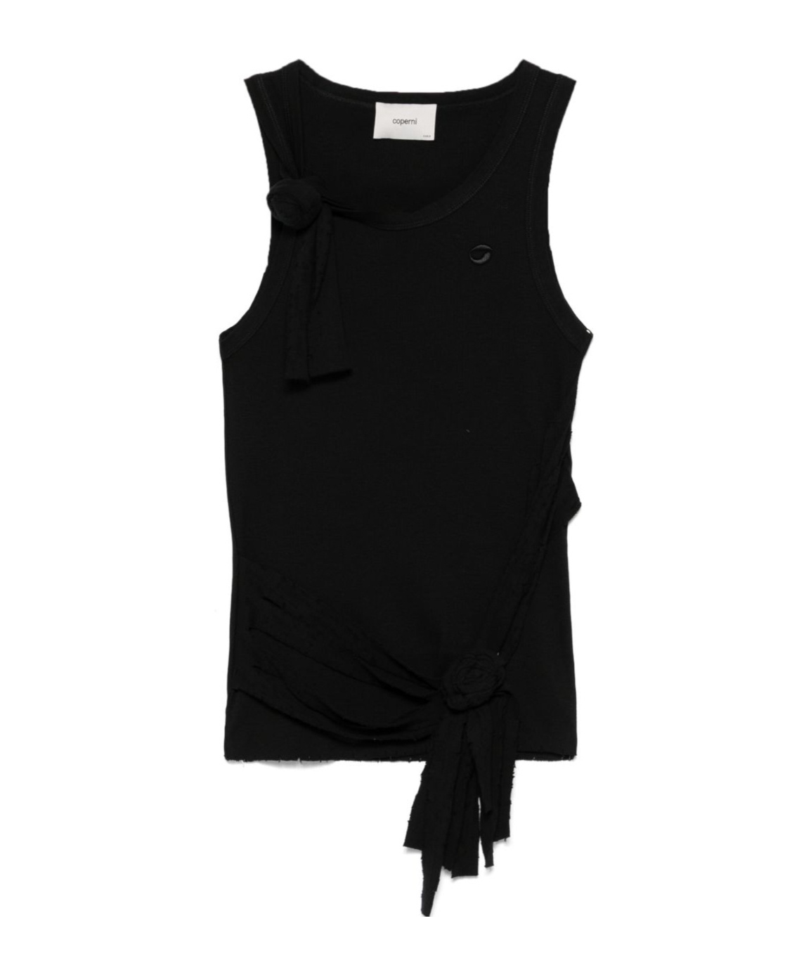 Coperni Black Cotton Top With Front Detail In Black