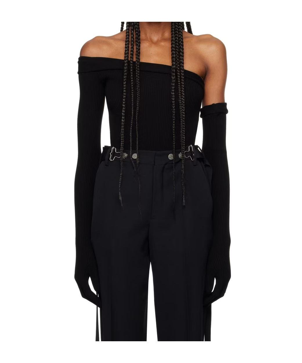 Jean Paul Gaultier Off-shoulder Bodysuit In Black