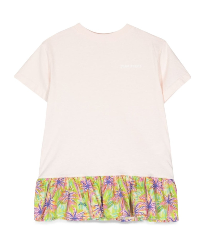 Palm Angels Palm Tree-print Short-sleeve Dress In White