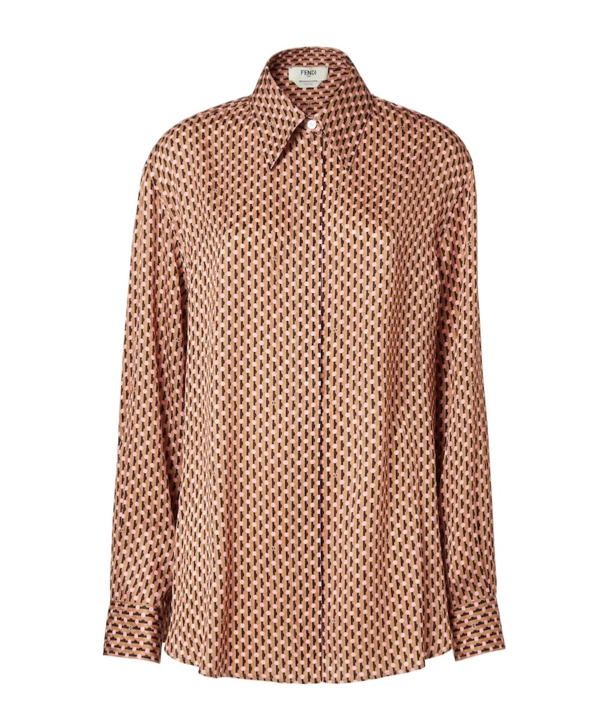 Fendi Dots Pink Jacquard Silk Shirt In Multi