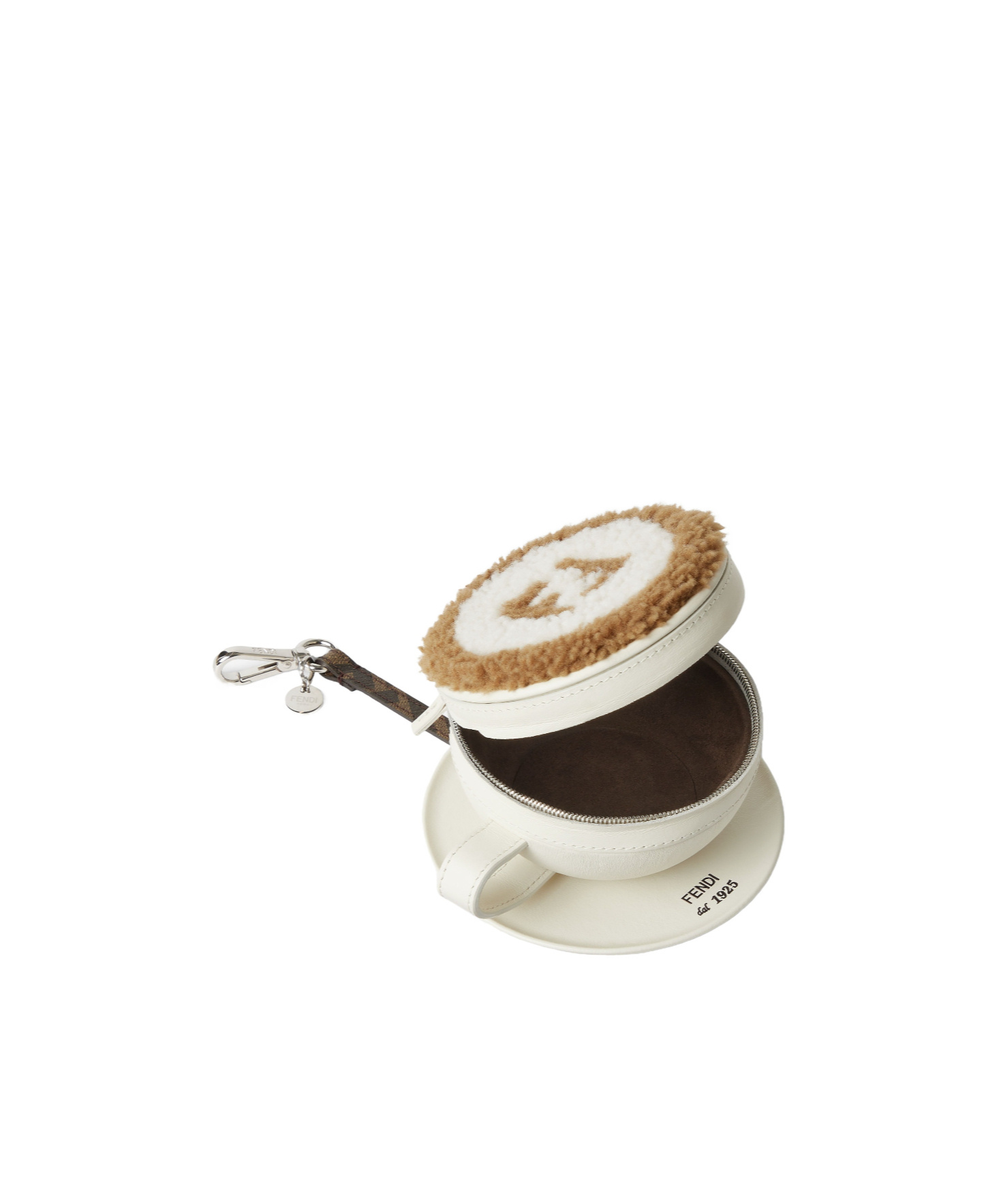 Fendi White Leather And Multicolored Shearling Charm In Multi