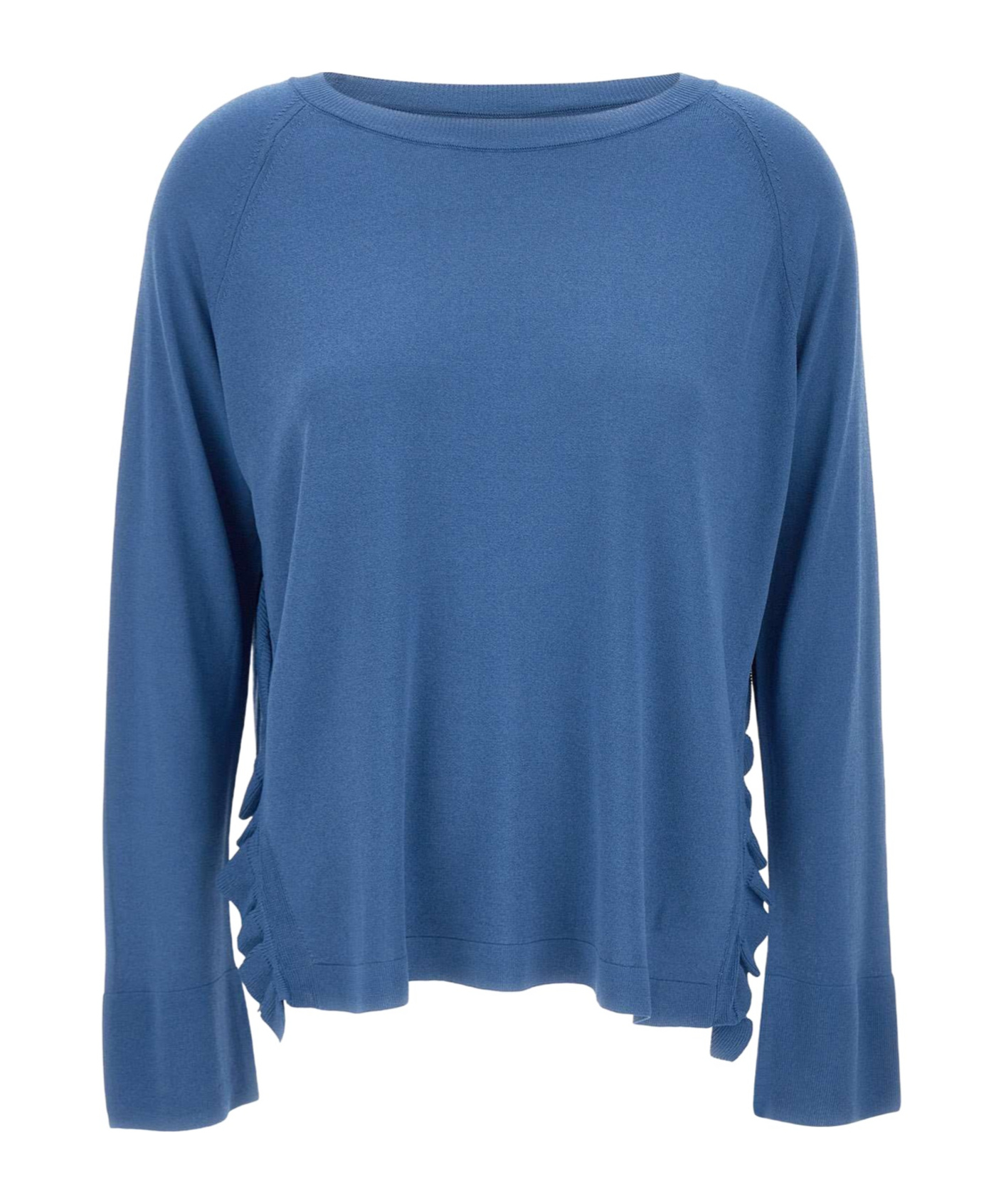 Kaos Ruffle-detailing Sweater In Blue