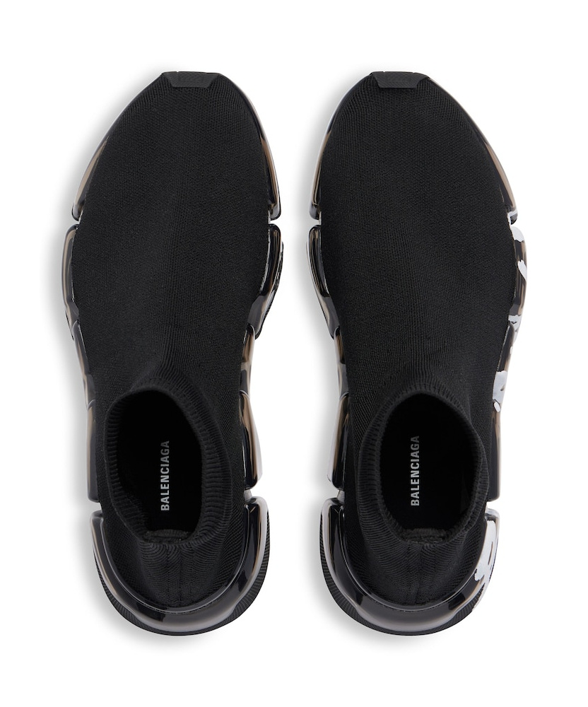 Balenciaga Speed Logo-print Stretch-knit High-top Sneakers In Black