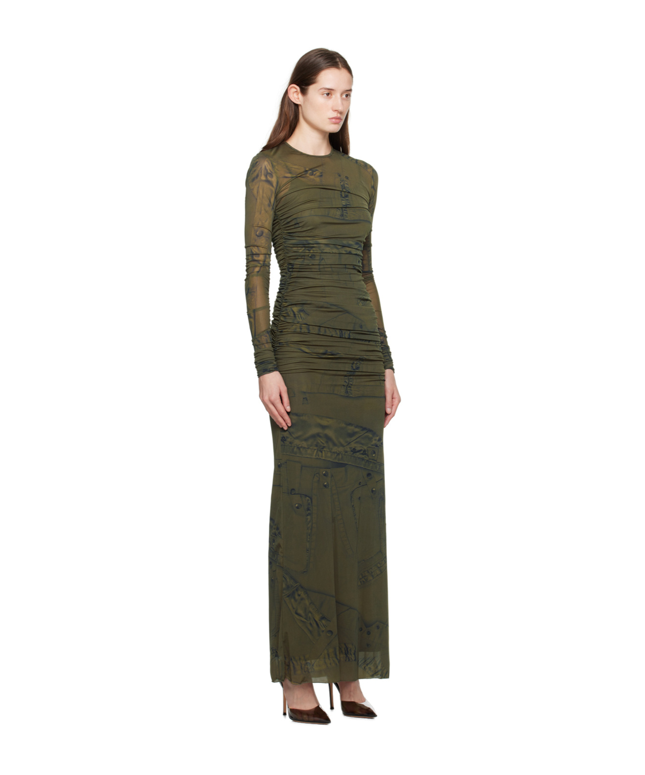 Blumarine Pattern Printed Dress In Green