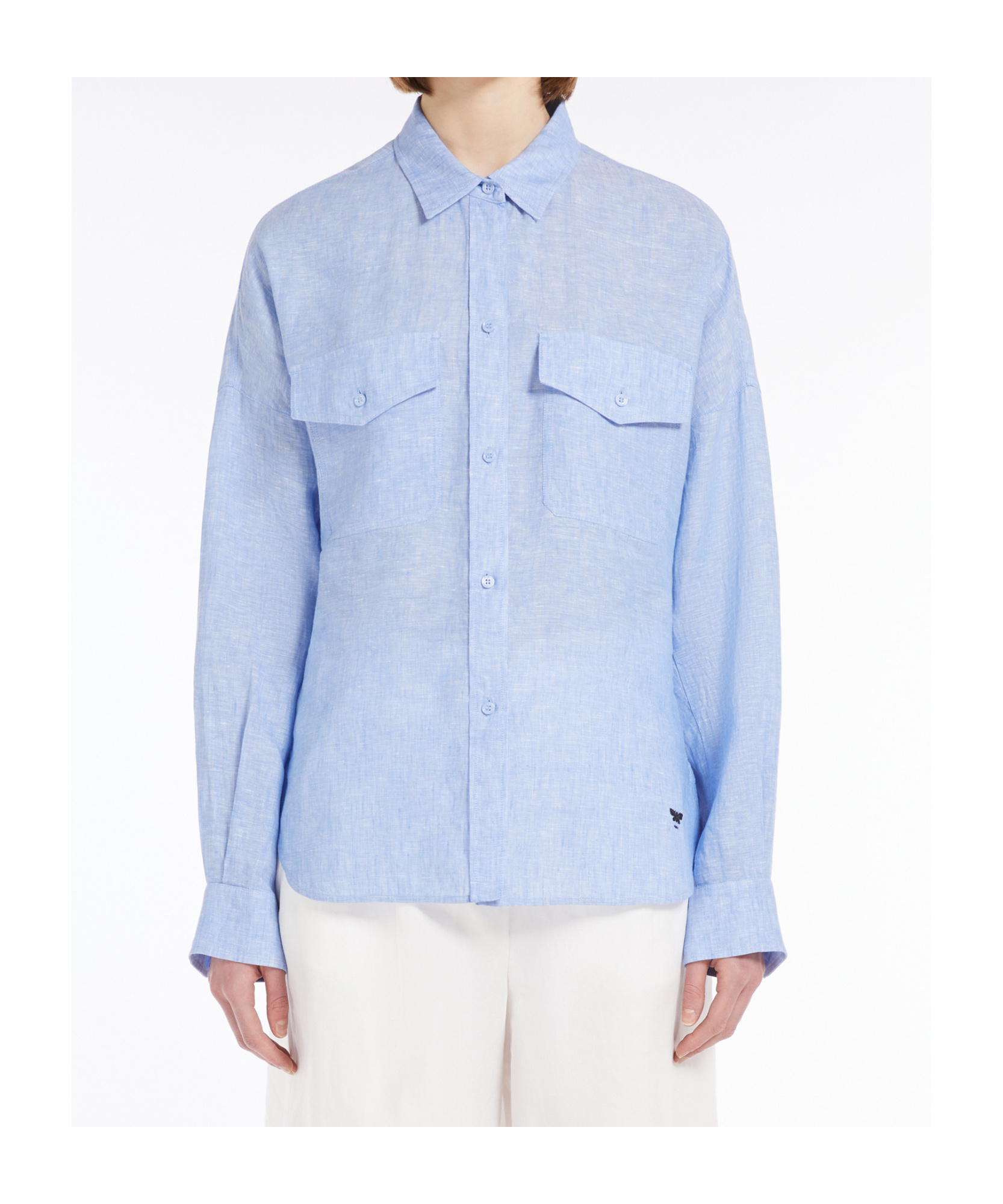 Weekend Max Mara Light Linen Shirt In Light Blue