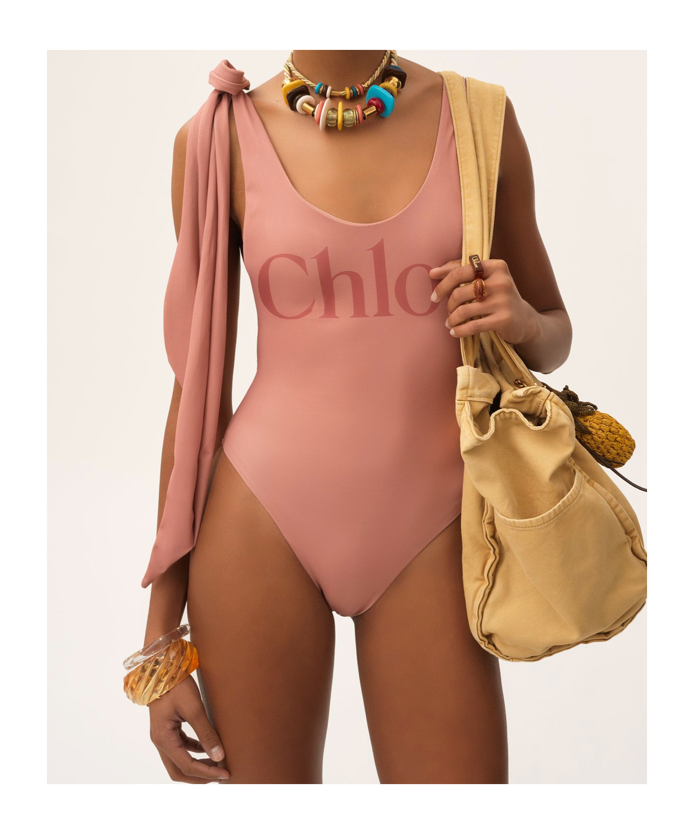 Chloé Maxi Logo Knotted Strap One-piece Swimsuit