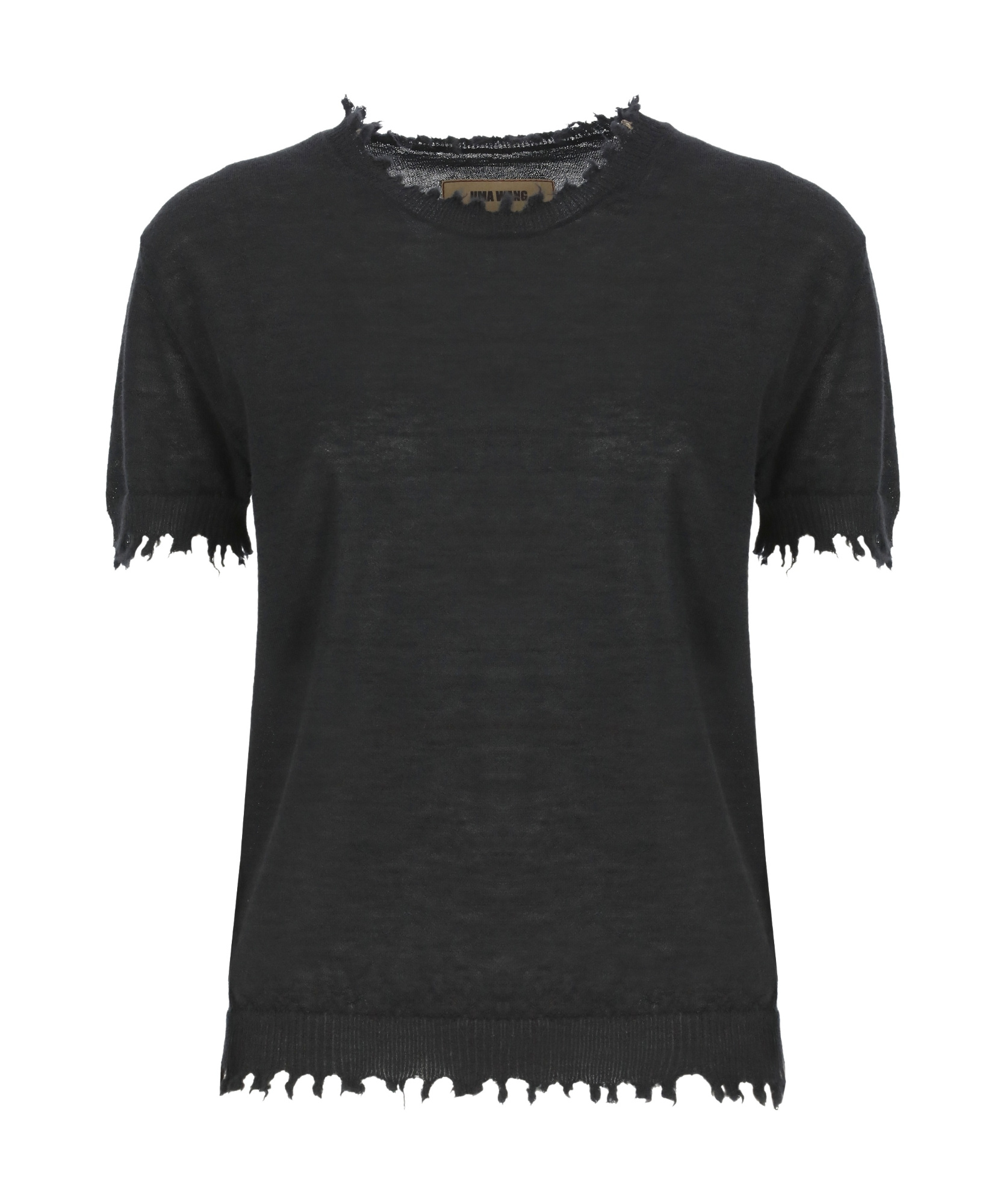 Uma Wang Cashmere Pullover With Ripped Ribbed Trims In Black