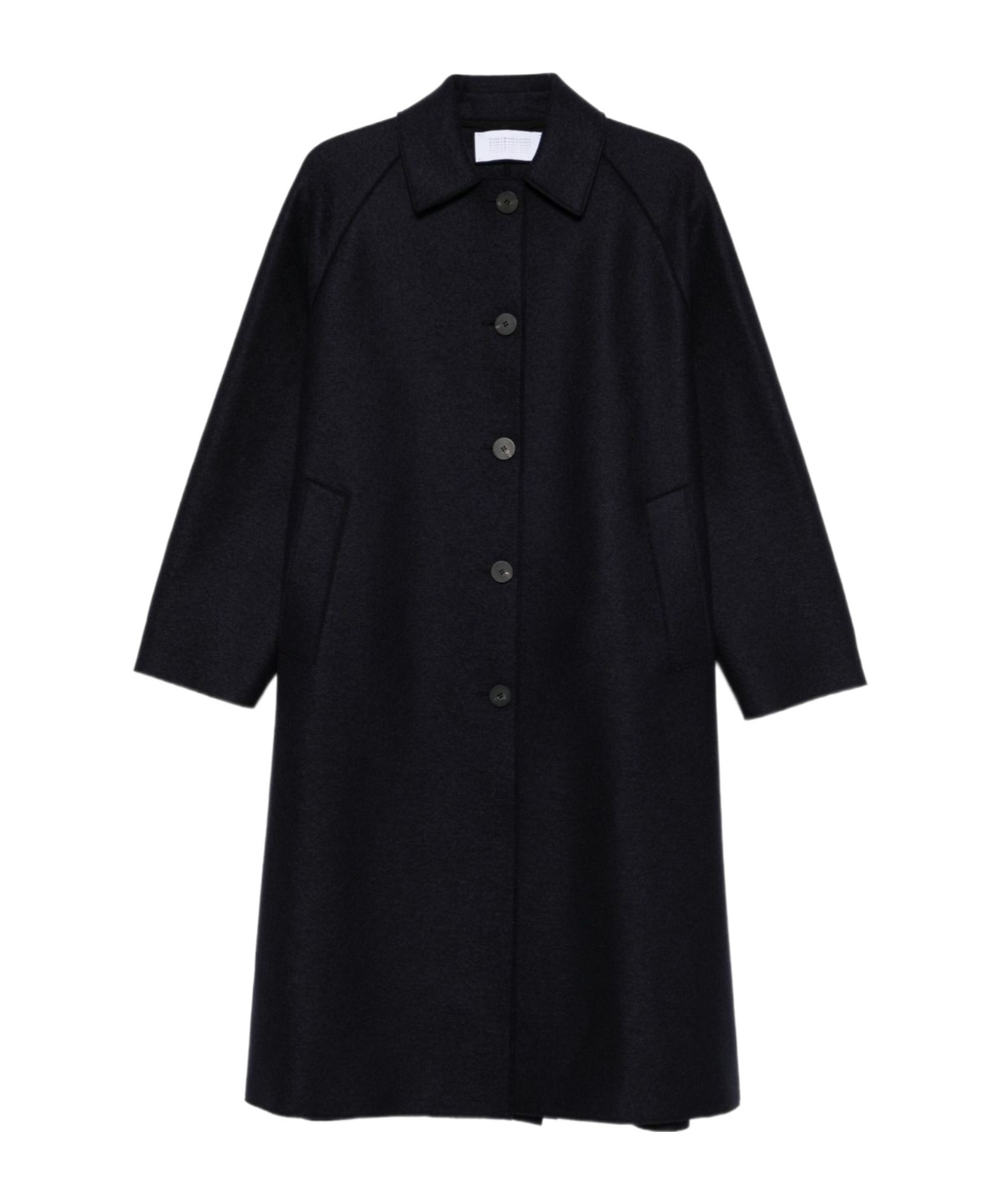 Harris Wharf London Navy Blue Button-front Coat In Blue