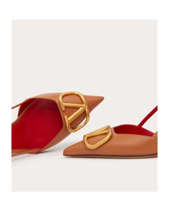 Valentino Vlogo Signature Calfskin Slingback Pump 80mm In Brown