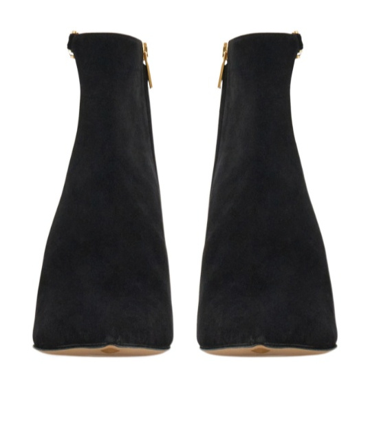 Ferragamo Agia 70 Cut-out Suede Ankle Boots In Black