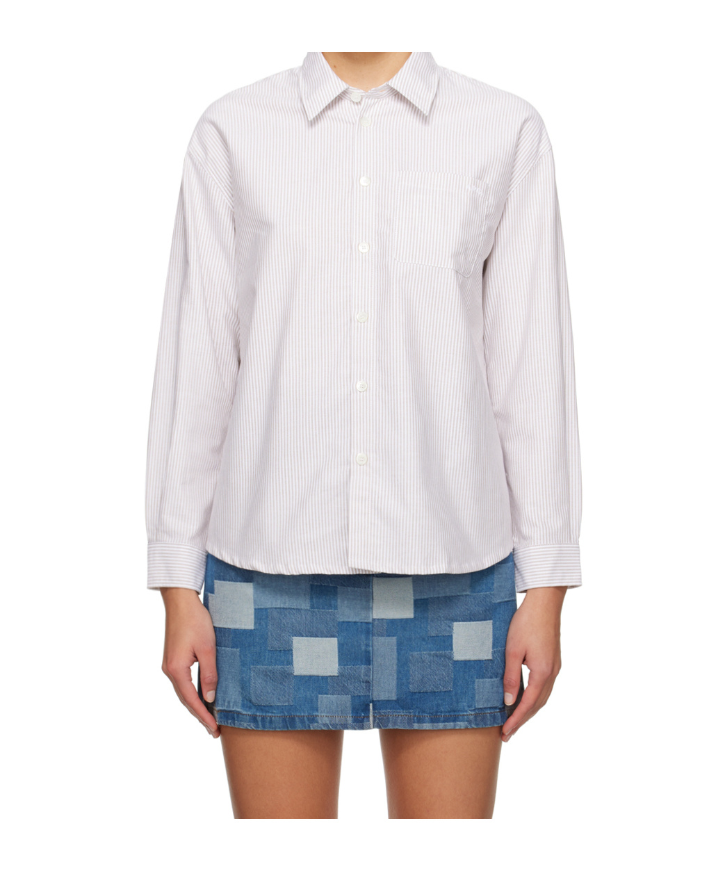 Apc Beige Boyfriend Shirt In White