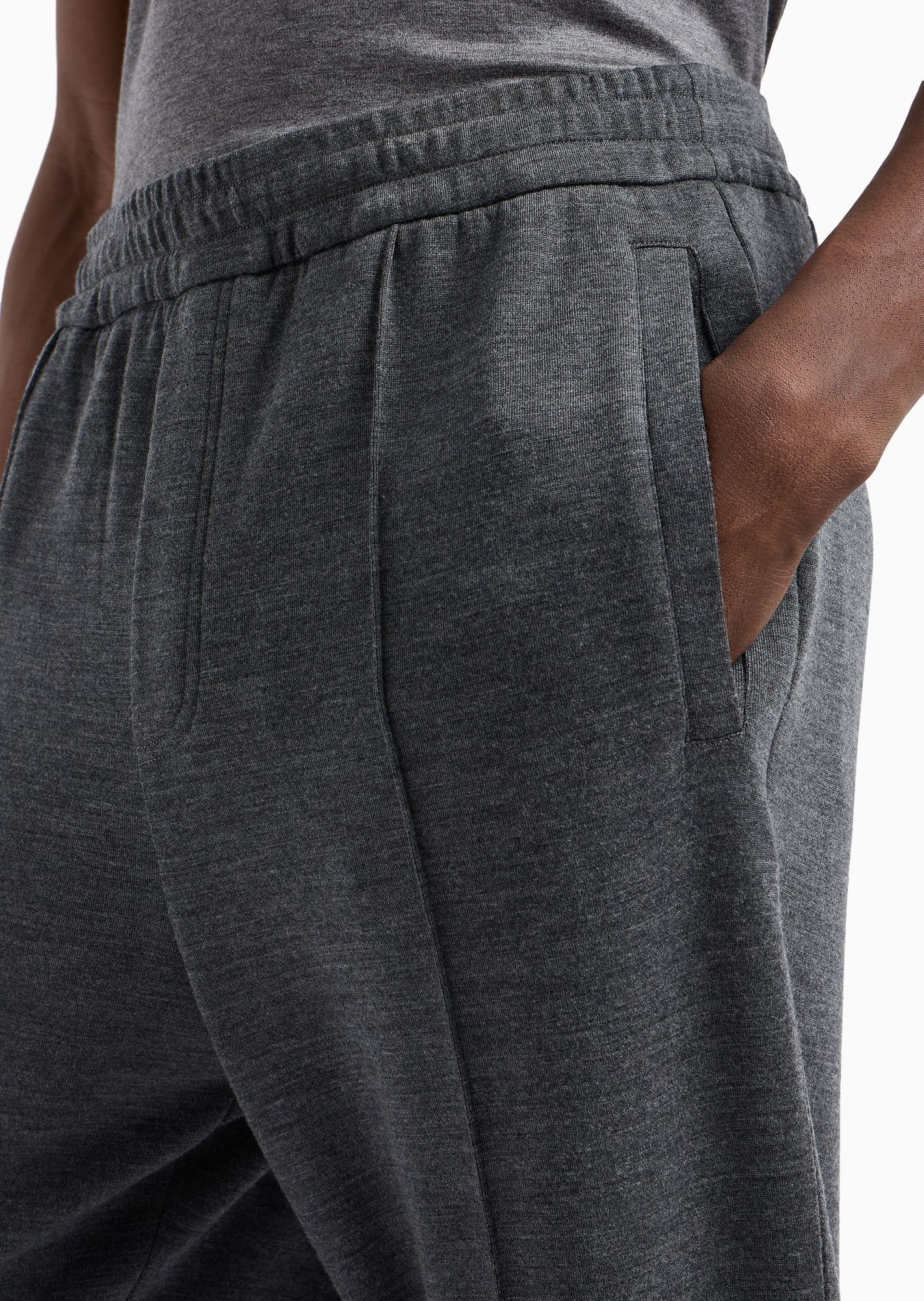 Emporio Armani Official Store Travel Essentials Virgin Wool-blend Jersey Joggers In Black