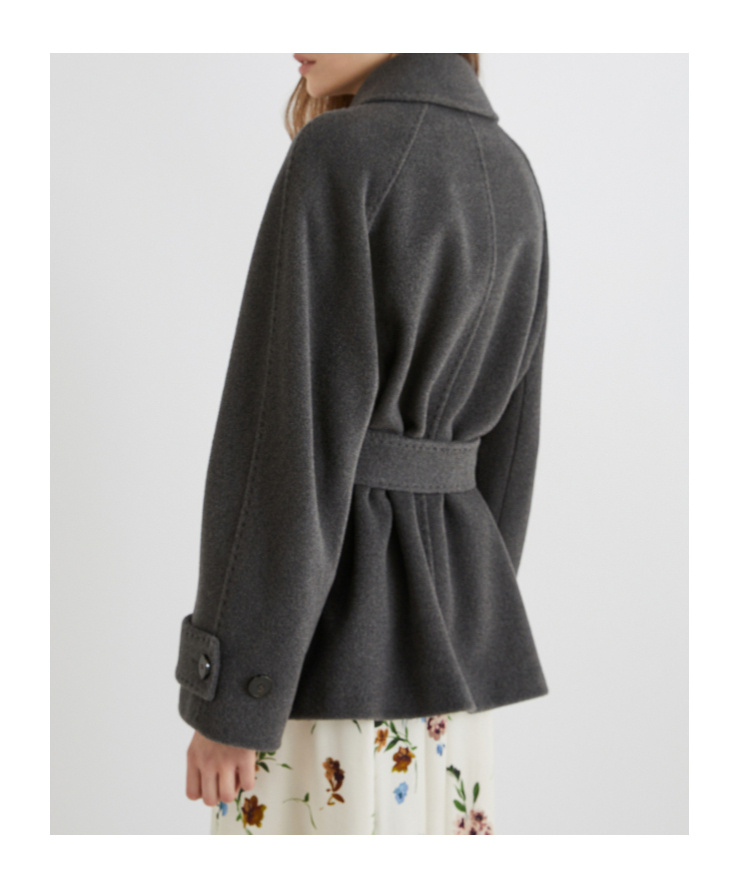 Marella Belted Pure Wool Heavy Jacket In Black