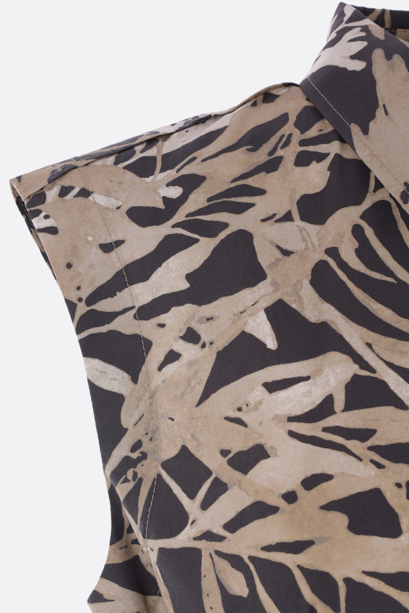 Brunello Cucinelli Leaf-print Sleeveless Cotton Dress In Black