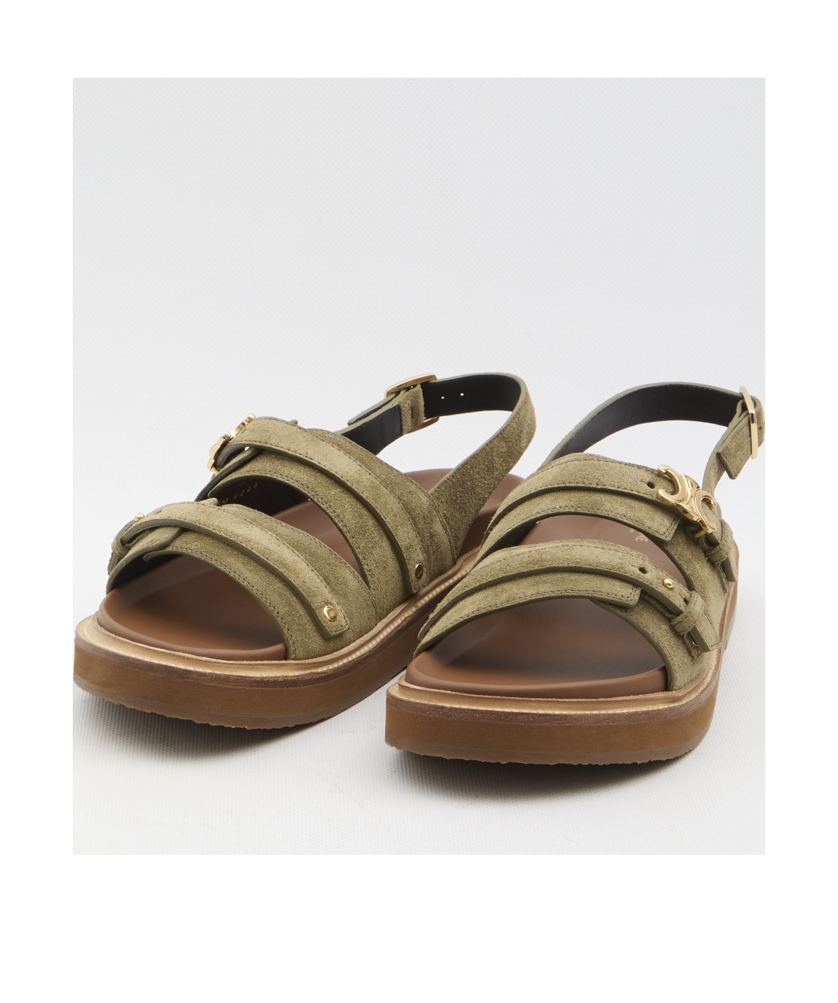 Celine Tippi Flat Sandals In Brown