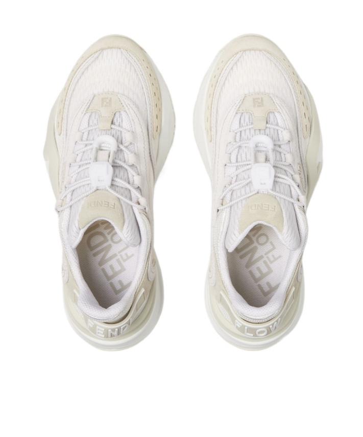 Fendi White Mesh And Suede Low Tops In White