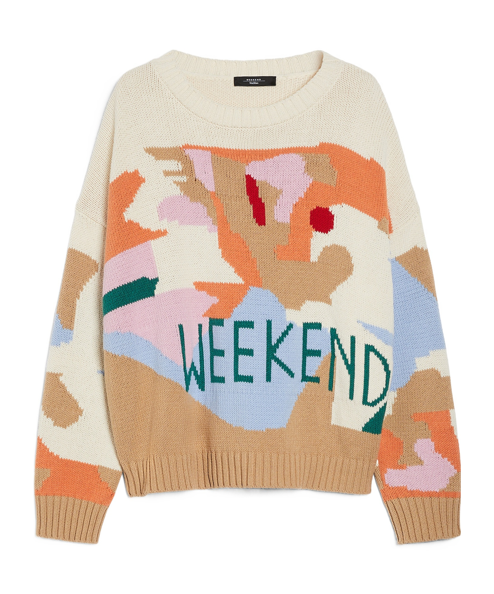 Shop Weekend Max Mara Patterned Cotton Yarn Jumper In Multicolor