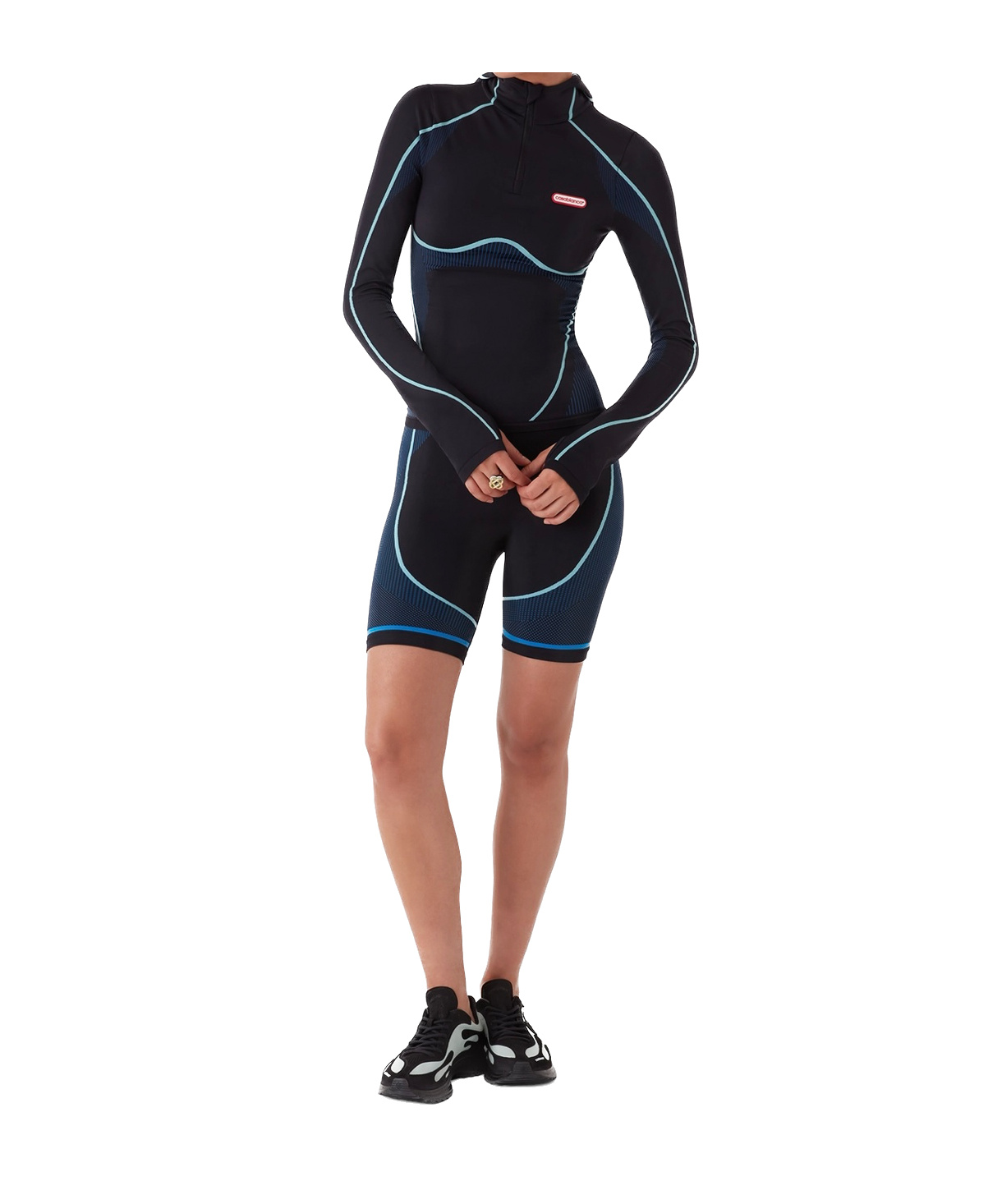 Casablanca Biker Shorts With Blue Details In Blue