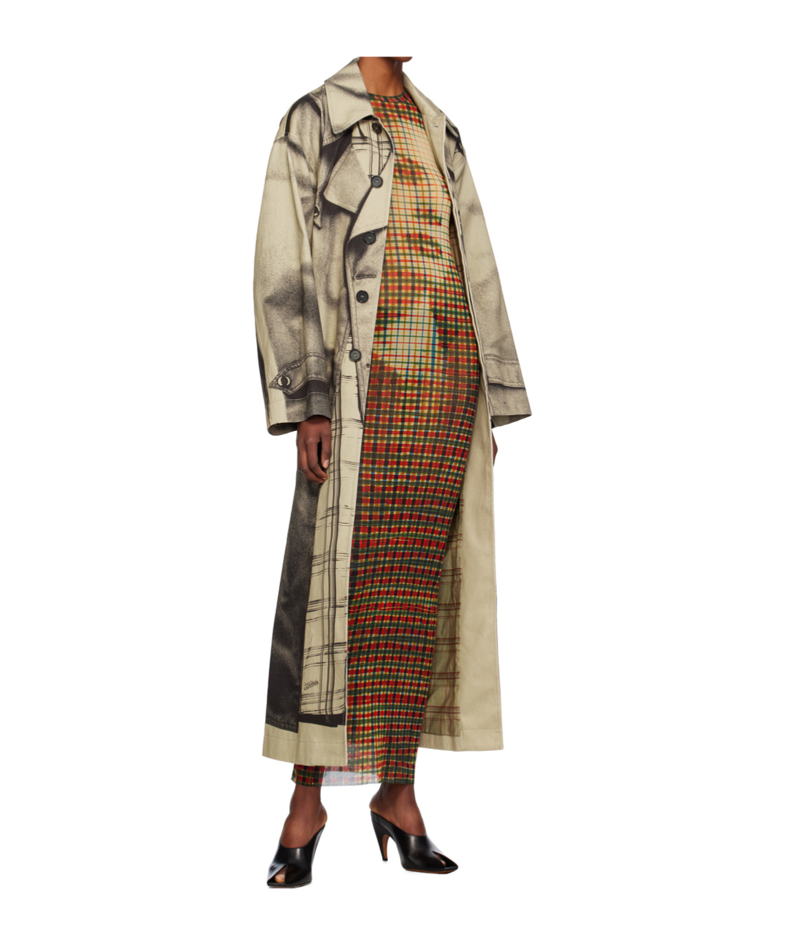 Jean Paul Gaultier Check Pattern Dress In Brown