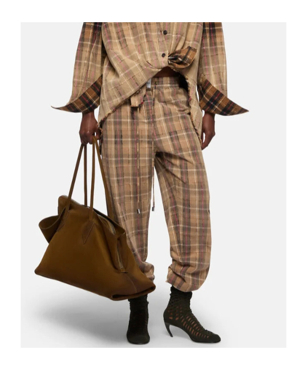 Attico Beige And Black Long Pant In Multi