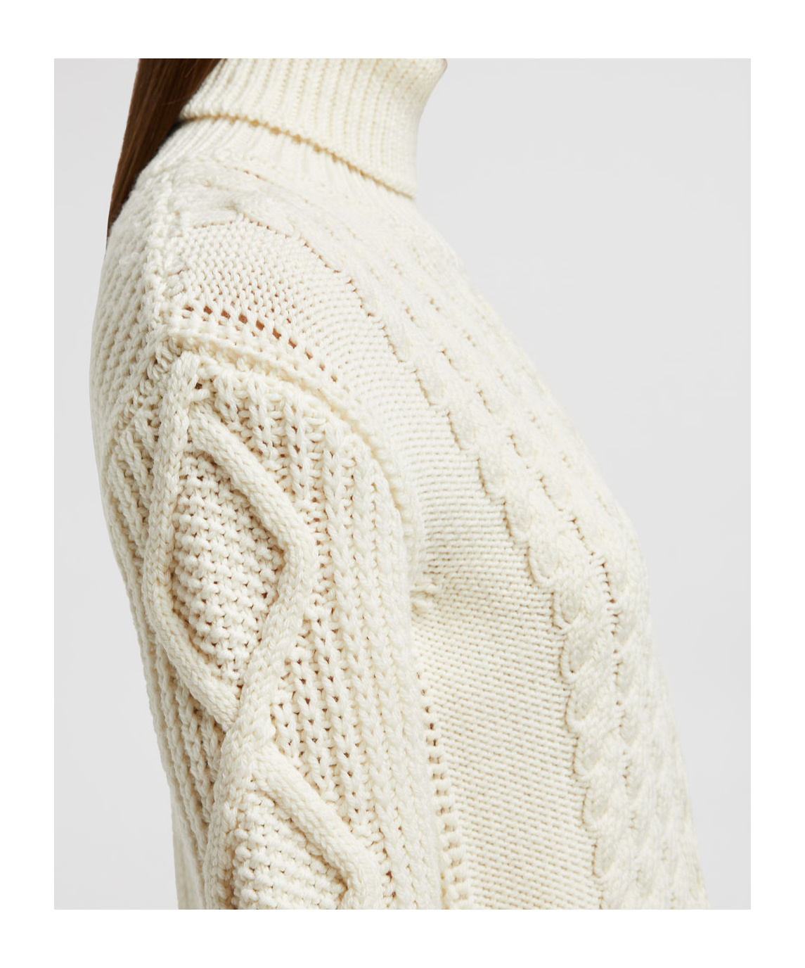 Moncler White Turtleneck Knitting Sweater In Virgin Wool Woman In White