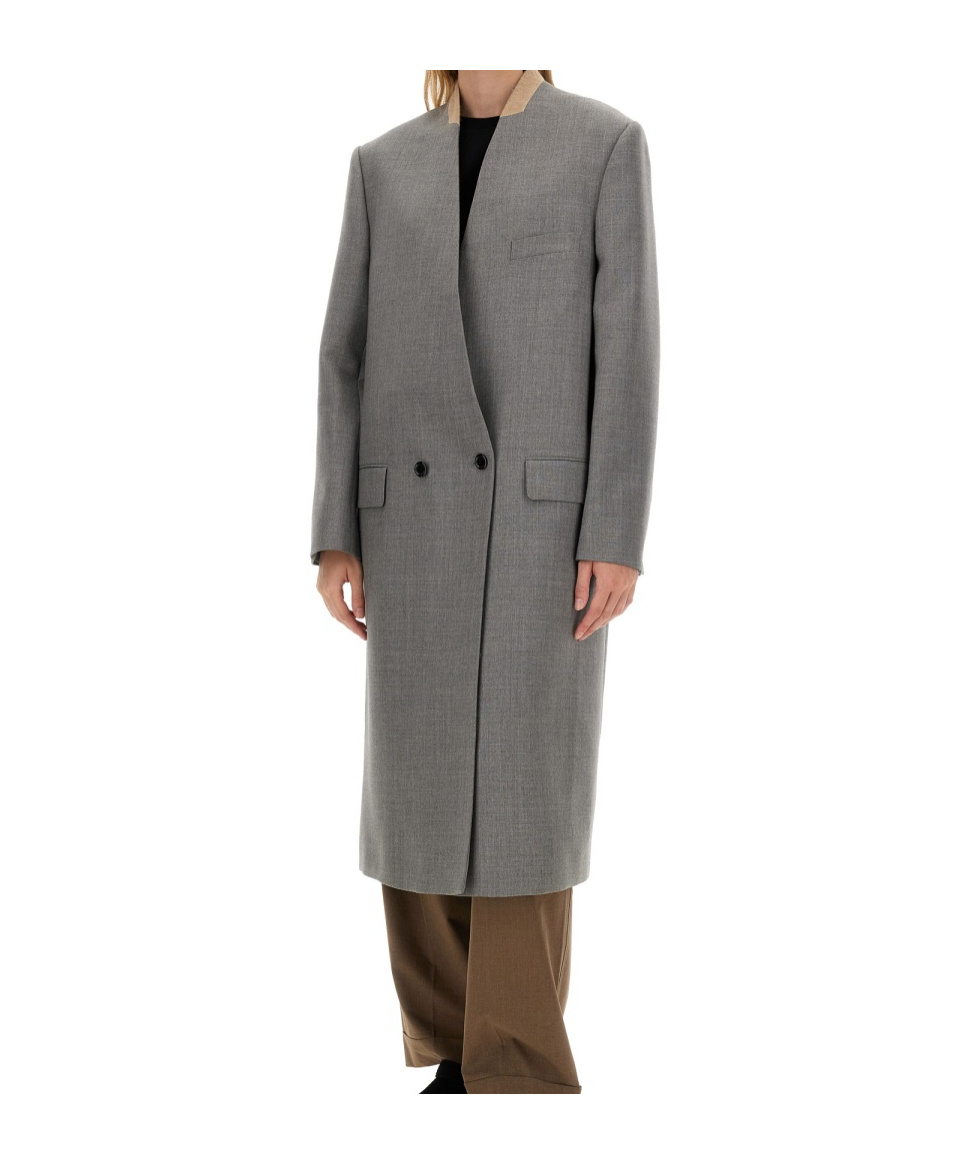 Moschino Double-breasted Coat In Gray