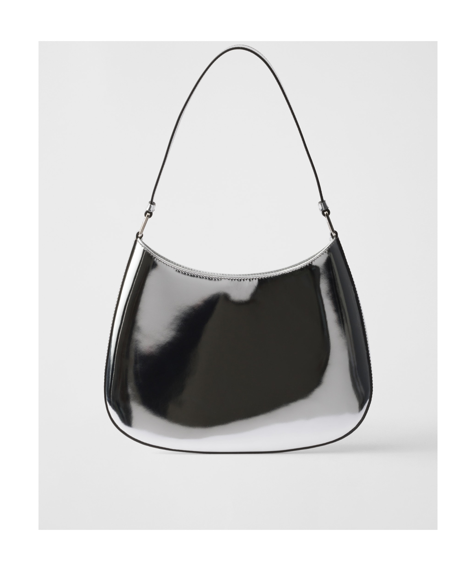 Prada Cleo Concert-print Metallic Leather Shoulder Bag In White