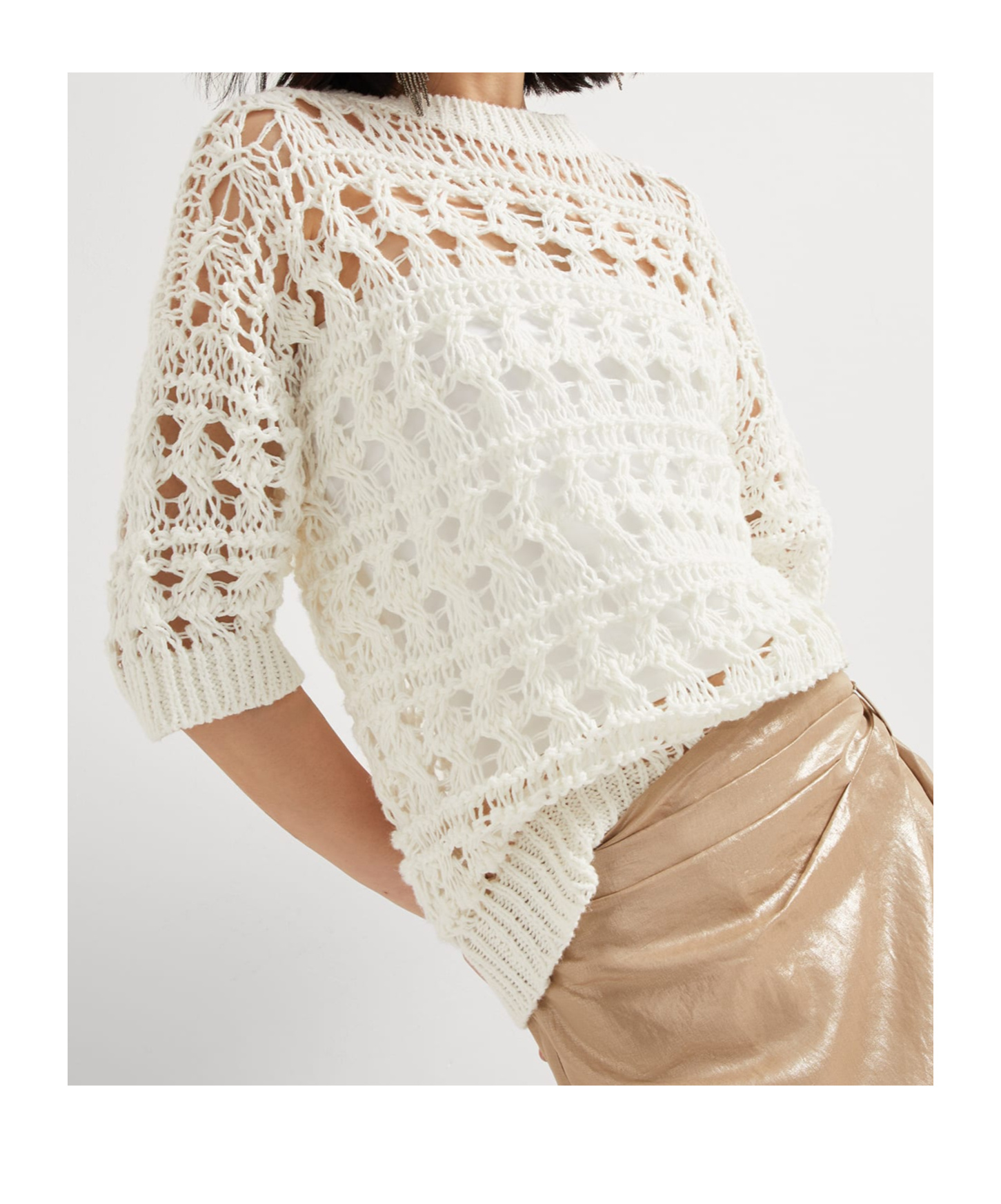 Brunello Cucinelli Open-knit Sweater In White