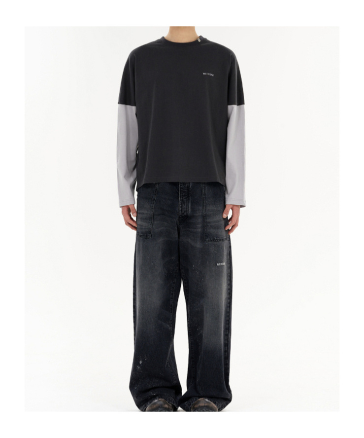 We11 Done Grey Code Long-sleeved T-shirt In Gray