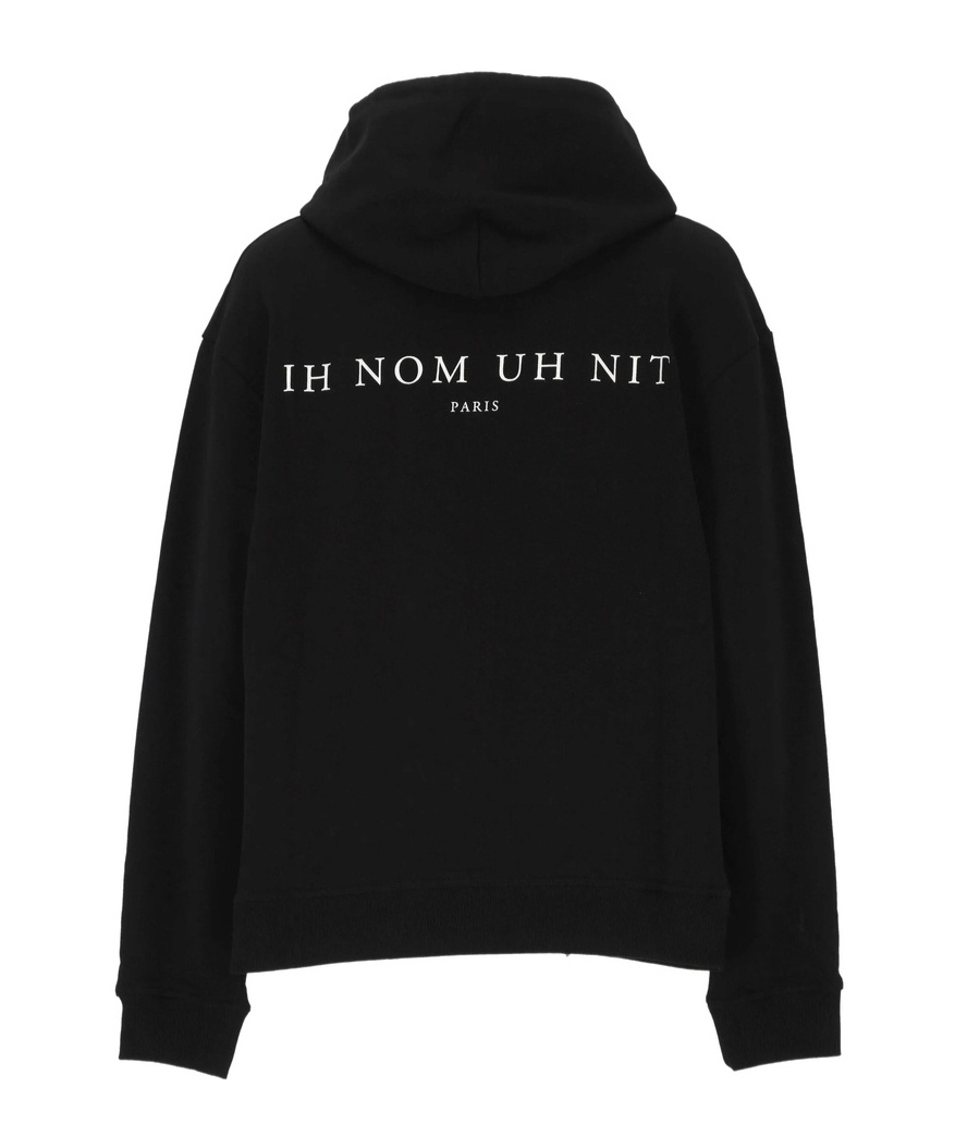 Ih Nom Uh Nit Graphic Hooded Sweater Kangaroo Pocket In Black